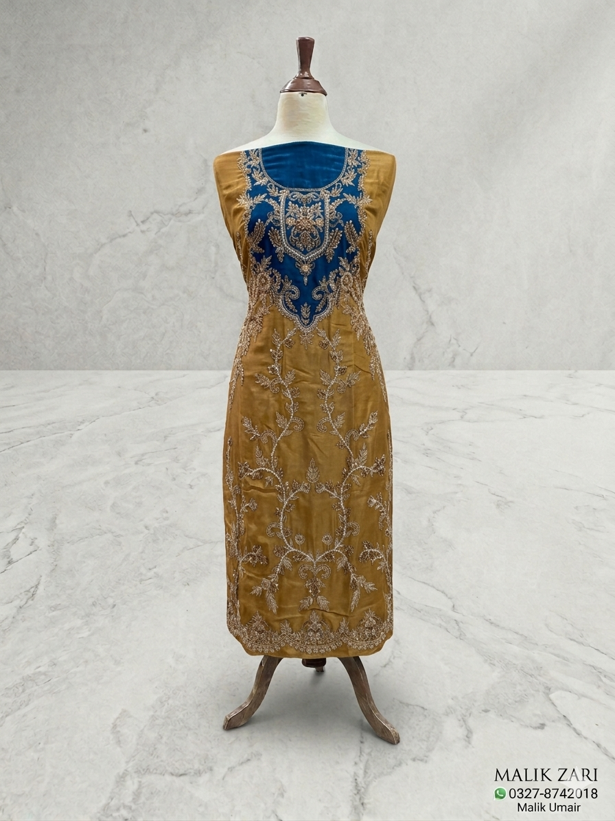 👗 Exclusive Bridal & Party Wear by Malik Zari – Pure Tussle Silk with Applique Pattern 🌟
