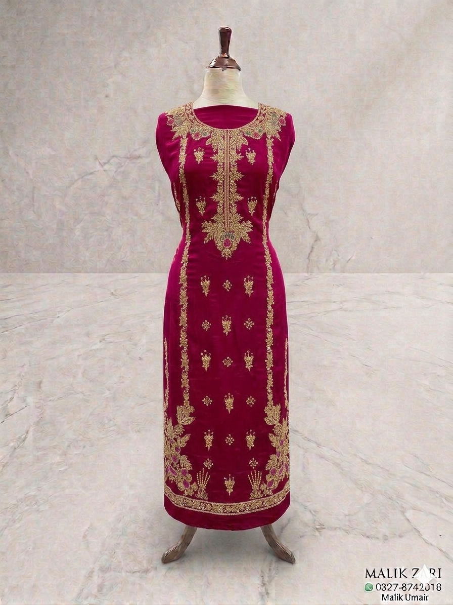 Tussle Silk Handmade Embroidered Unstitched 3-Piece Party Wear Suit | Luxury Collection
