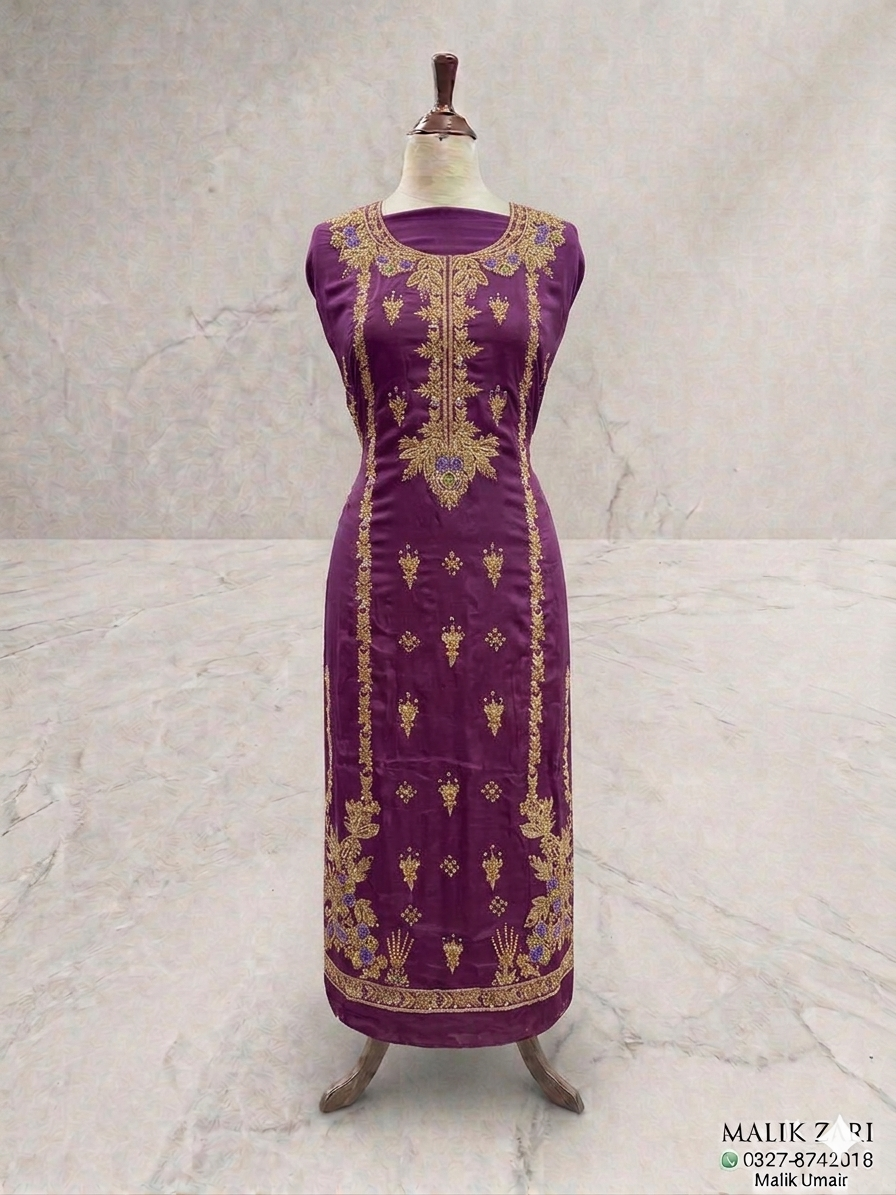Tussle Silk Handmade Embroidered Unstitched 3-Piece Party Wear Suit | Luxury Collection
