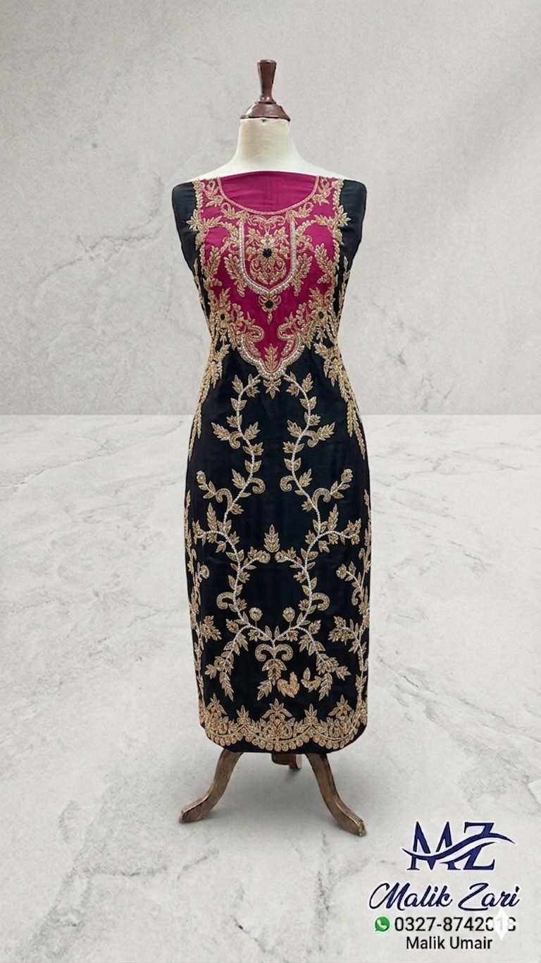 👗 Exclusive Bridal & Party Wear by Malik Zari – Pure Tussle Silk with Applique Pattern 🌟
