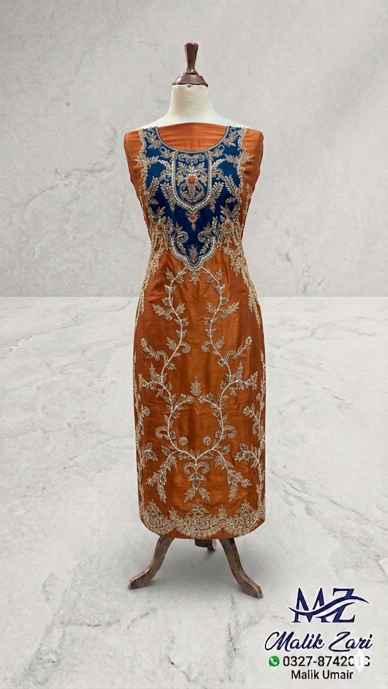 👗 Exclusive Bridal & Party Wear by Malik Zari – Pure Tussle Silk with Applique Pattern 🌟