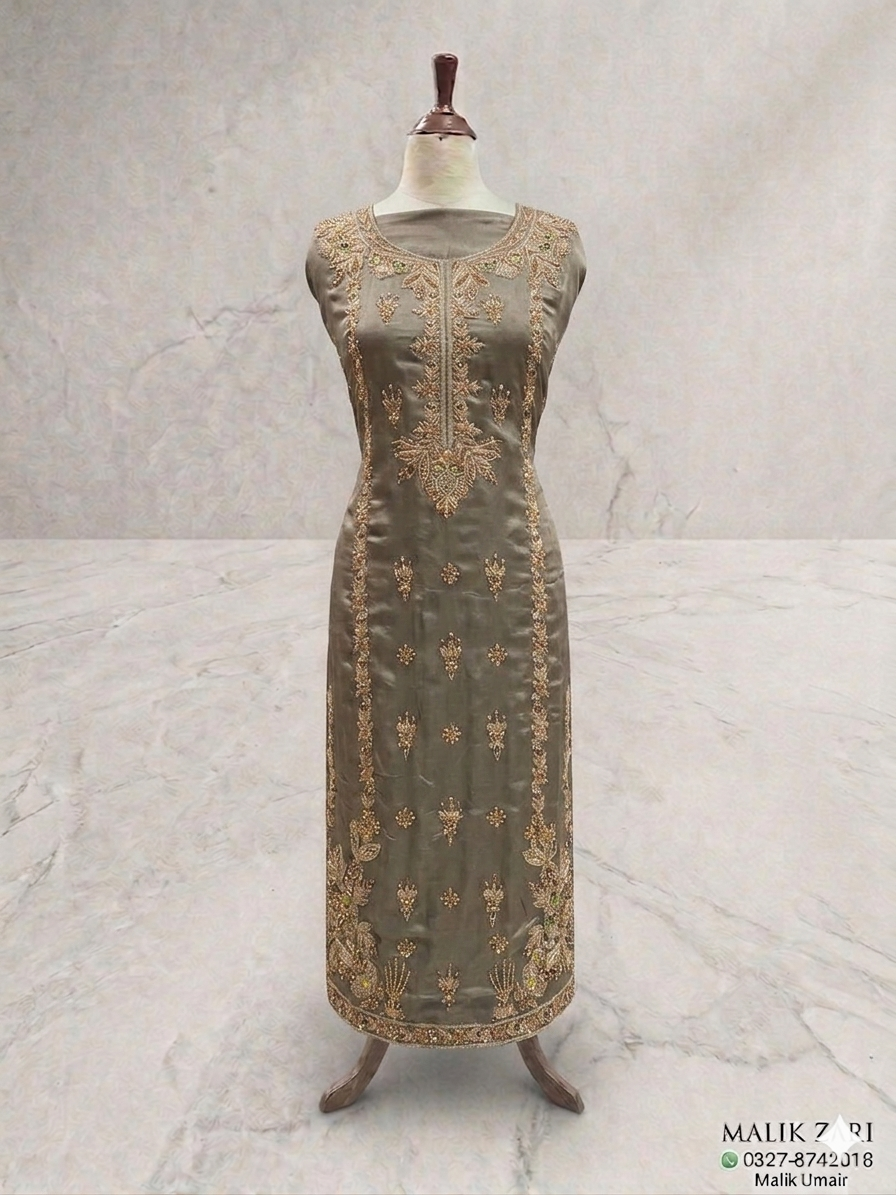 Tussle Silk Handmade Embroidered Unstitched 3-Piece Party Wear Suit | Luxury Collection