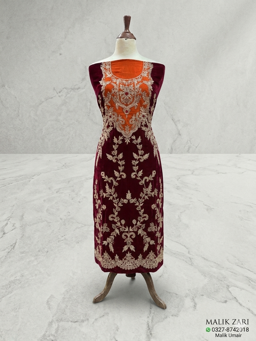 👗 Exclusive Bridal & Party Wear by Malik Zari – Pure Tussle Silk with Applique Pattern 🌟