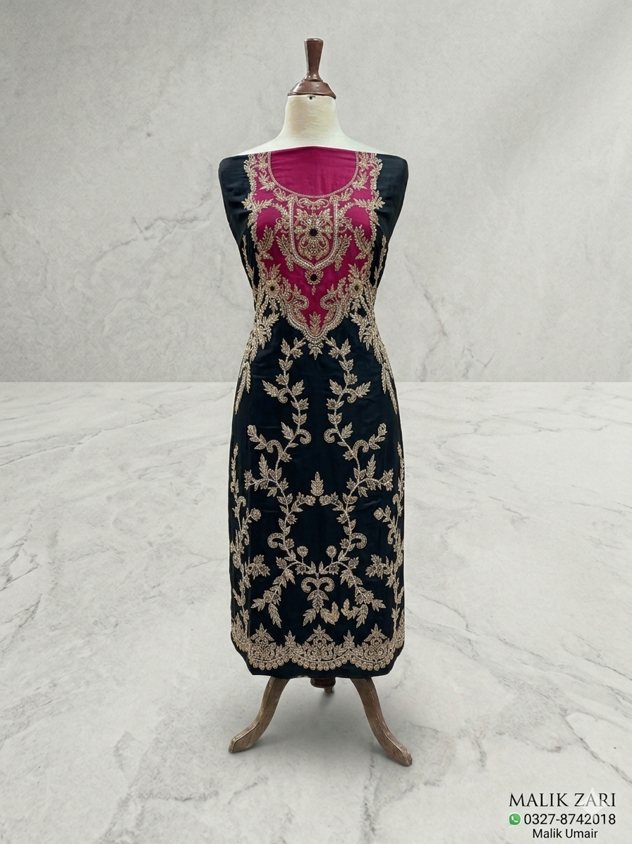 👗 Exclusive Bridal & Party Wear by Malik Zari – Pure Tussle Silk with Applique Pattern 🌟