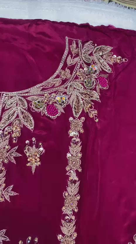 Tussle Silk Handmade Embroidered Unstitched 3-Piece Party Wear Suit | Luxury Collection